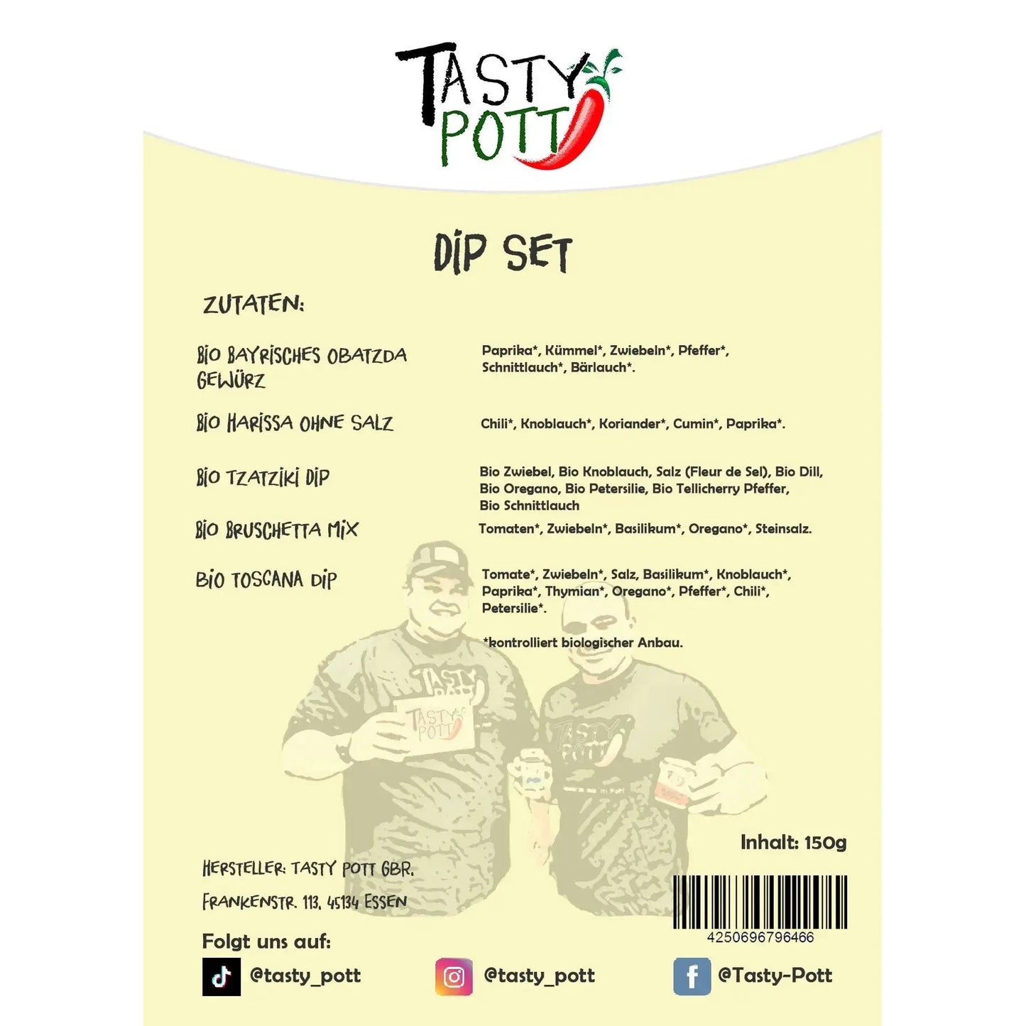 Tasty Pott Dip Set 5x 30g Probiergrößen - Gewürzmischungen Tasty Pott