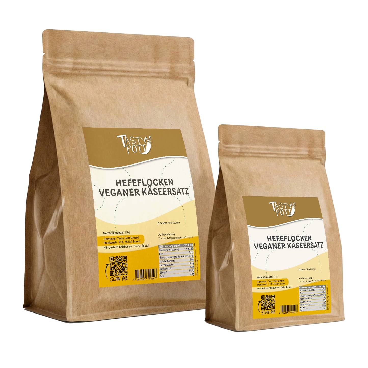 Tasty Pott Hefeflocken veganer Käseersatz in 500g Beutel.