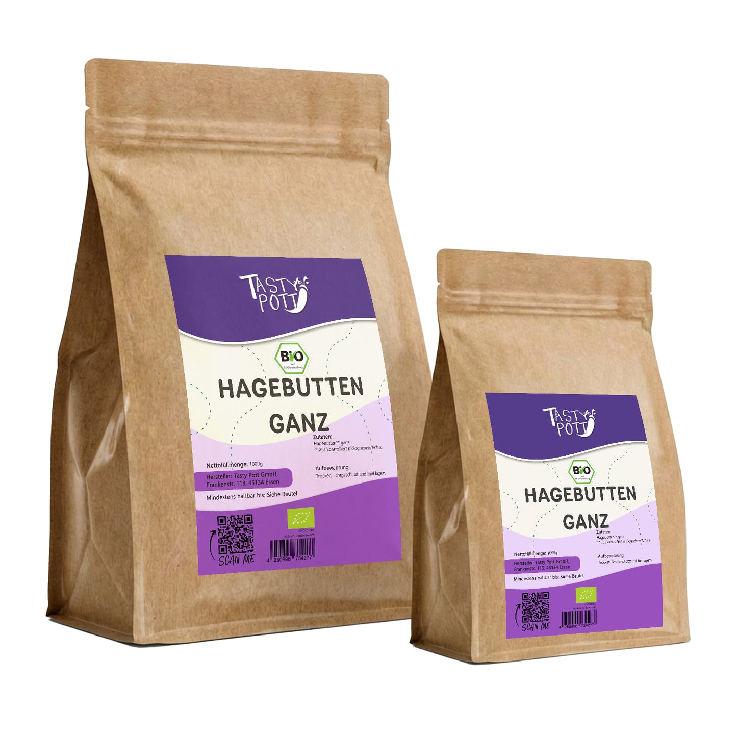 Bio Hagebutten ganz getrocknet - 1kg im Beutel von Tasty Pott — Abbildung 2