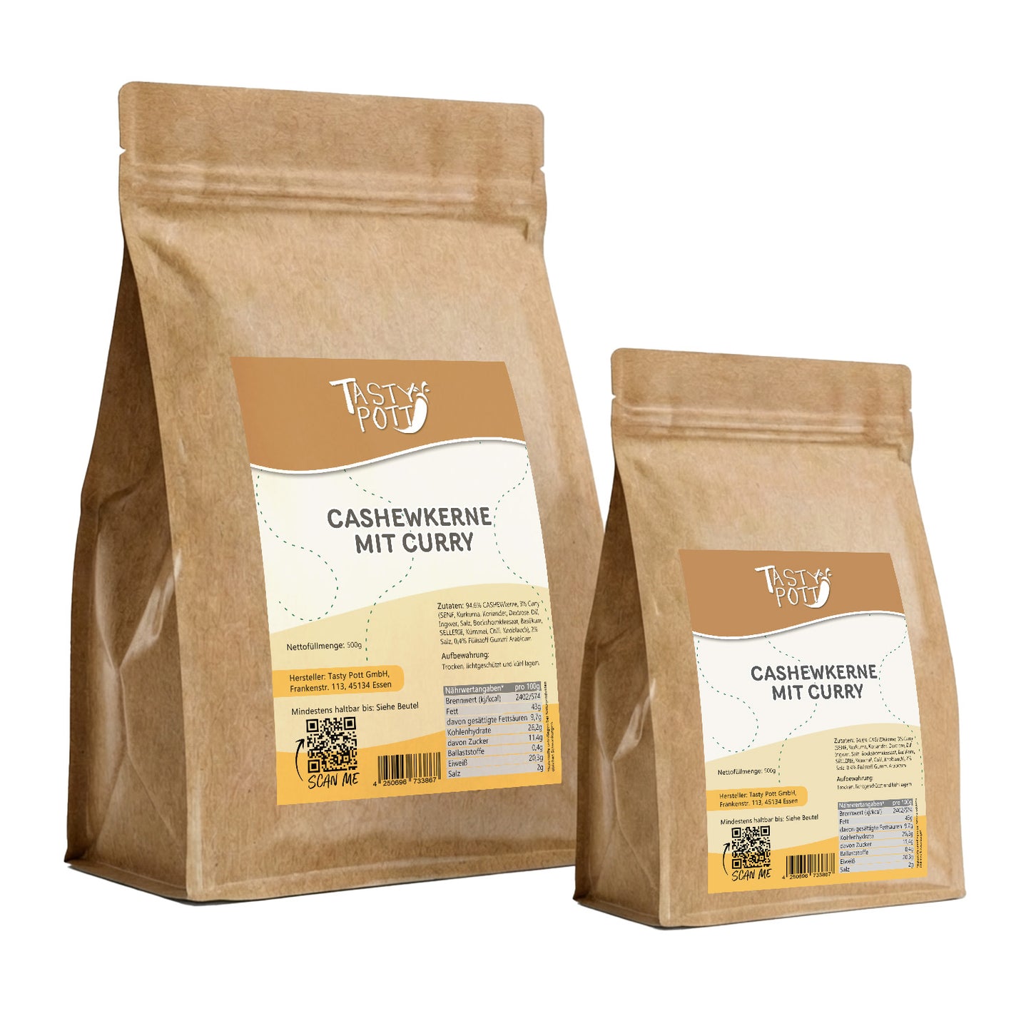 Cashewkerne Curry geröstet & gesalzen - ab 500g von Tasty Pott