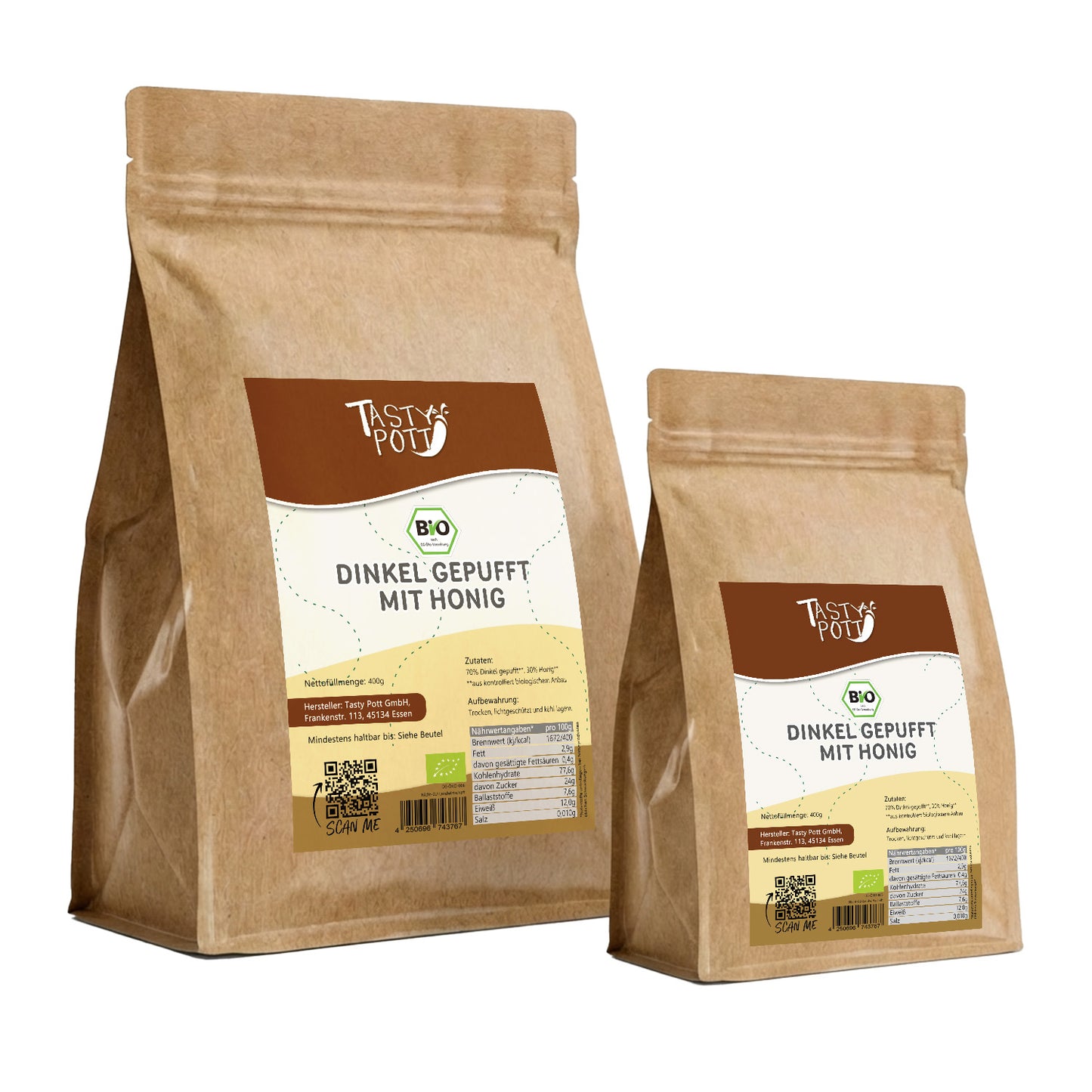 Bio Dinkel gepufft mit Honig - ab 400g Beutel