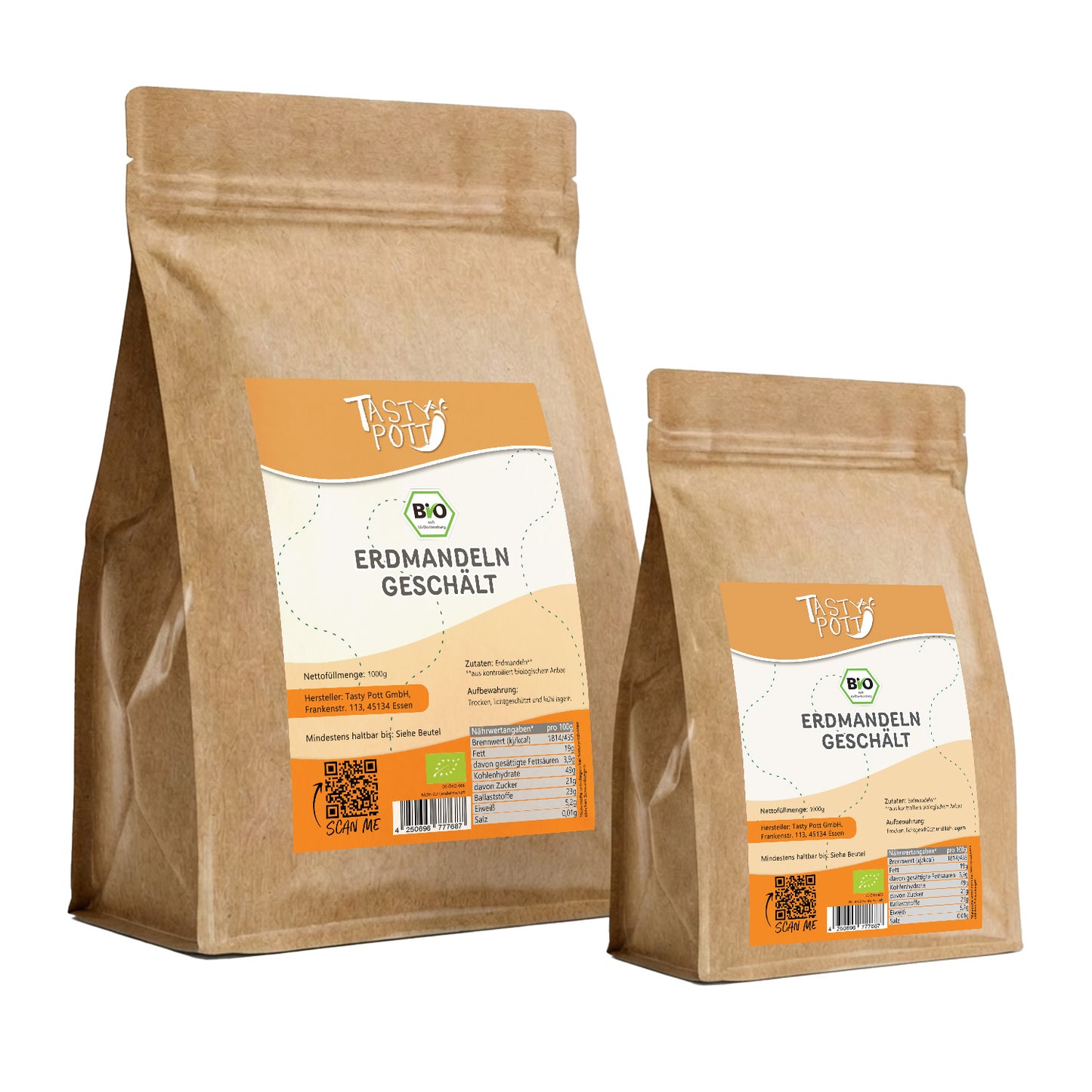 Bio Erdmandeln geschält - ab 1kg Beutel