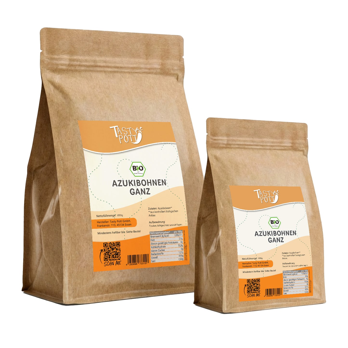 Bio Azukibohnen ganz - ab 1Kg Beutel von Tasty Pott