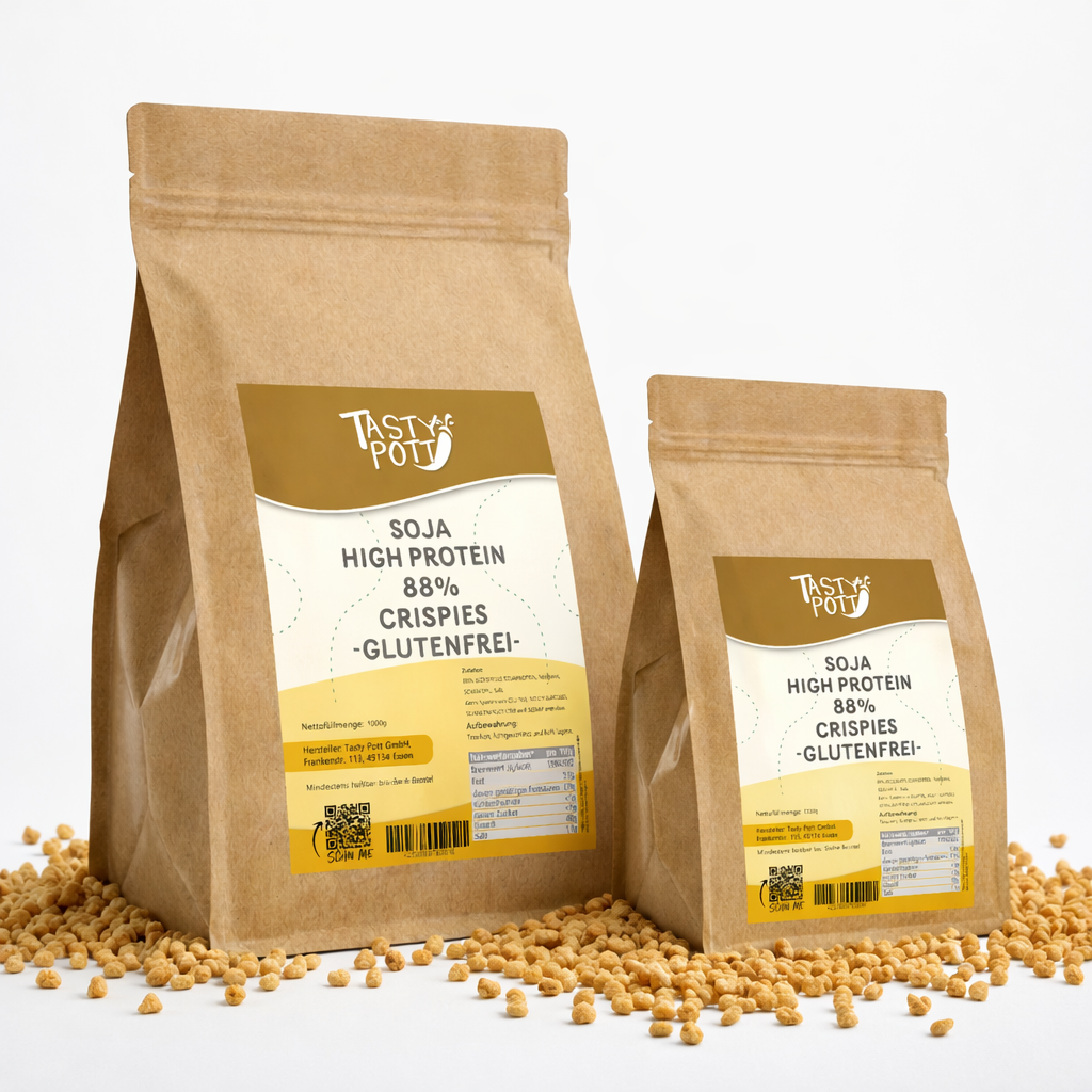protein aufbewahrung Tasty Pott Soja Crispies 88% Protein – Knuspriger Snack