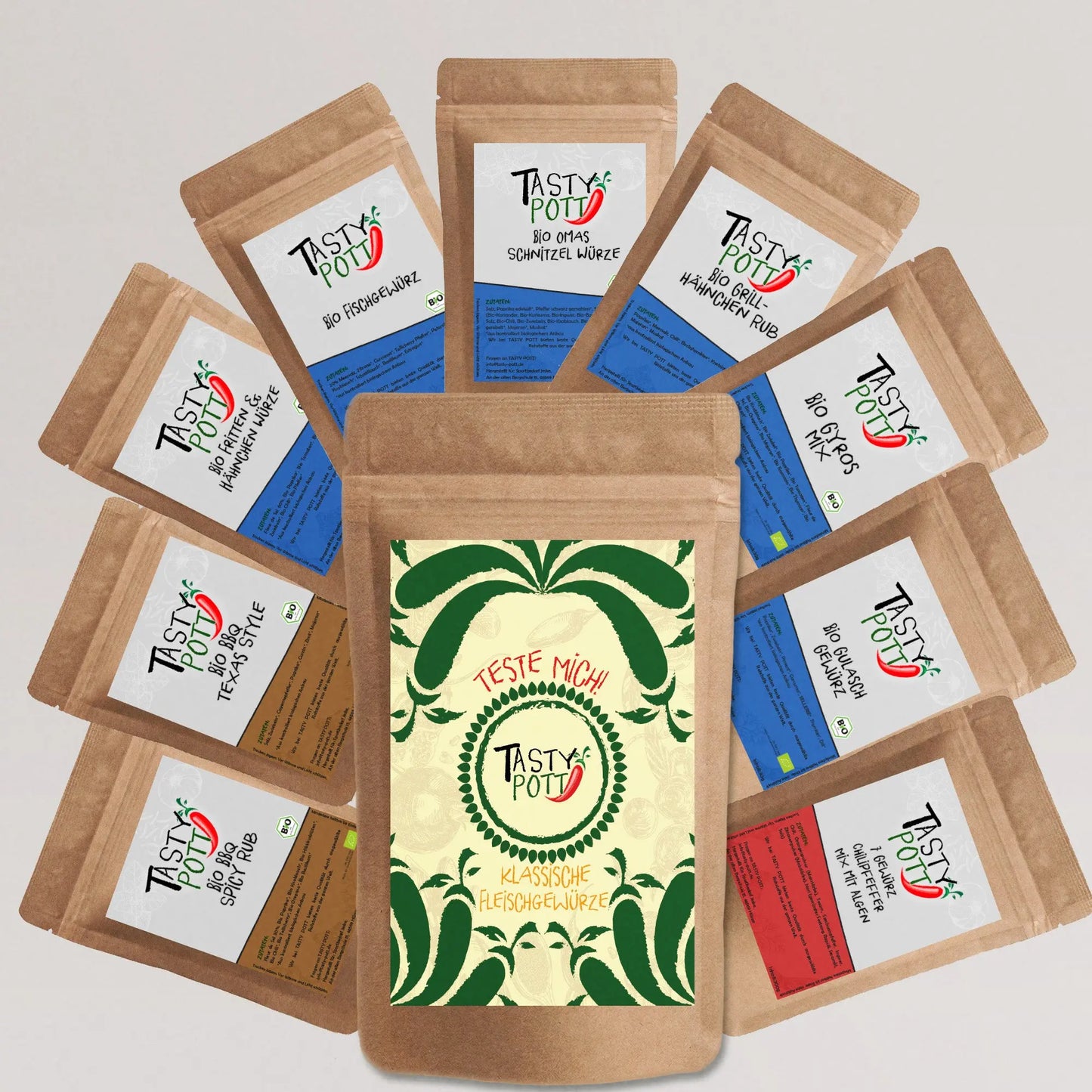 Tasty Pott Klassisches Fleischgewürze Set 9x30g – Bio Qualität - Tasty Pott
