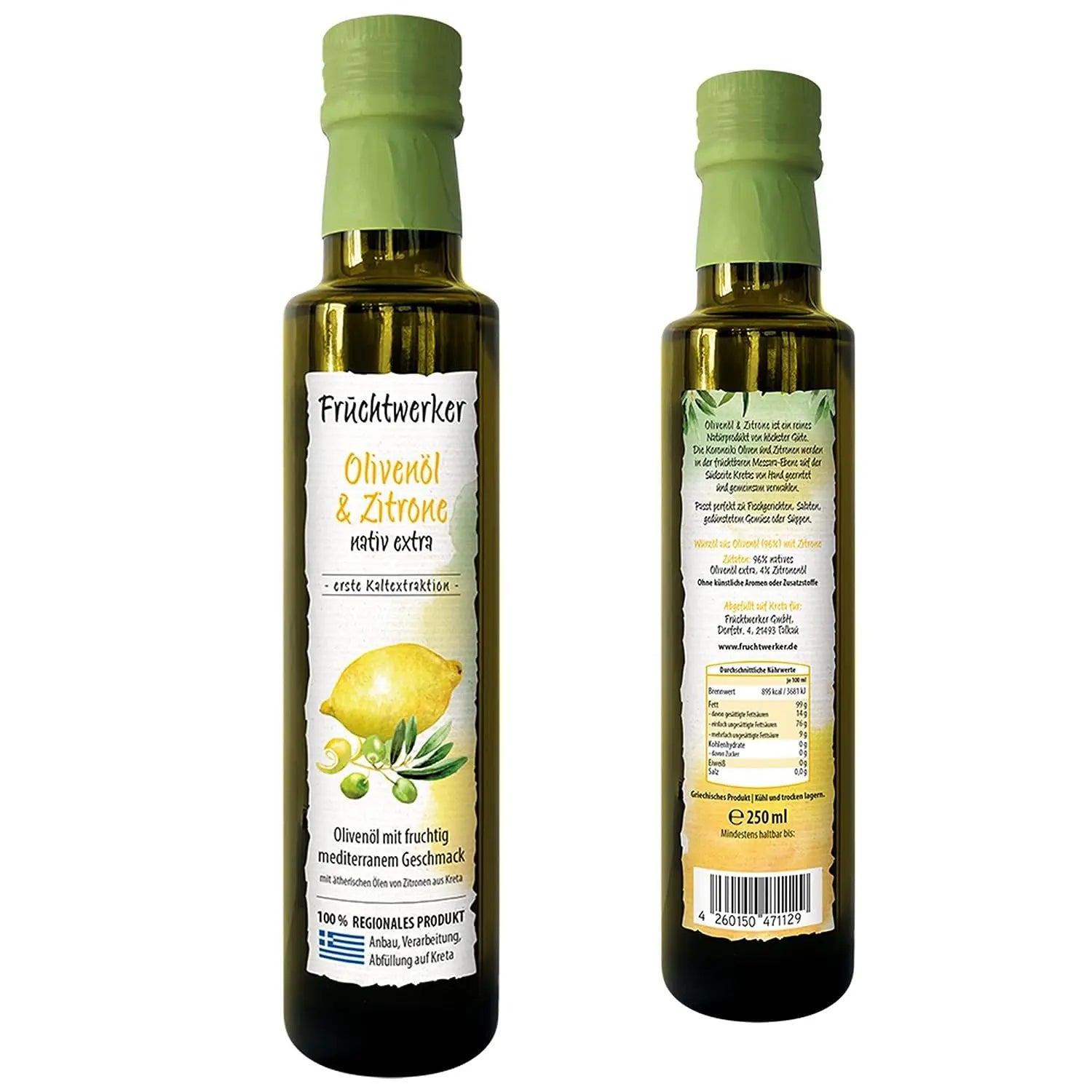 Fruchtwerker Olivenöl mit Zitrone 250ml – Premium Qualität Tasty Pott