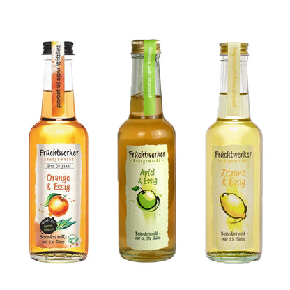 Fruchtwerker Essig-Set: Apfel, Zitrone & Orange - Tasty Pott