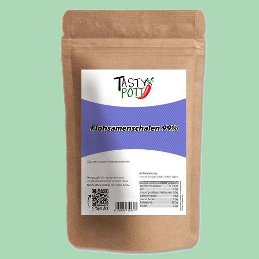 Tasty Pott Premium Flohsamenschalen 1000g - 99% Reinheit Tasty Pott