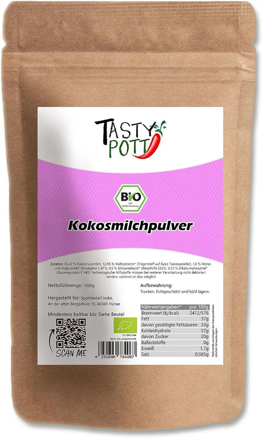 Bio Kokosmilchpulver 1kg von Tasty Pott – Vegan & Ohne Zusatzstoffe Tasty Pott