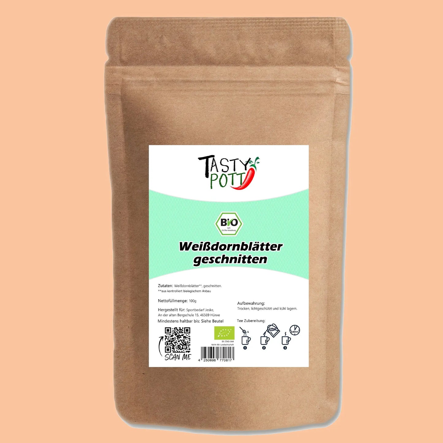 Bio Weißdornblätter mit Blüten - 100g Beutel Tasty Pott