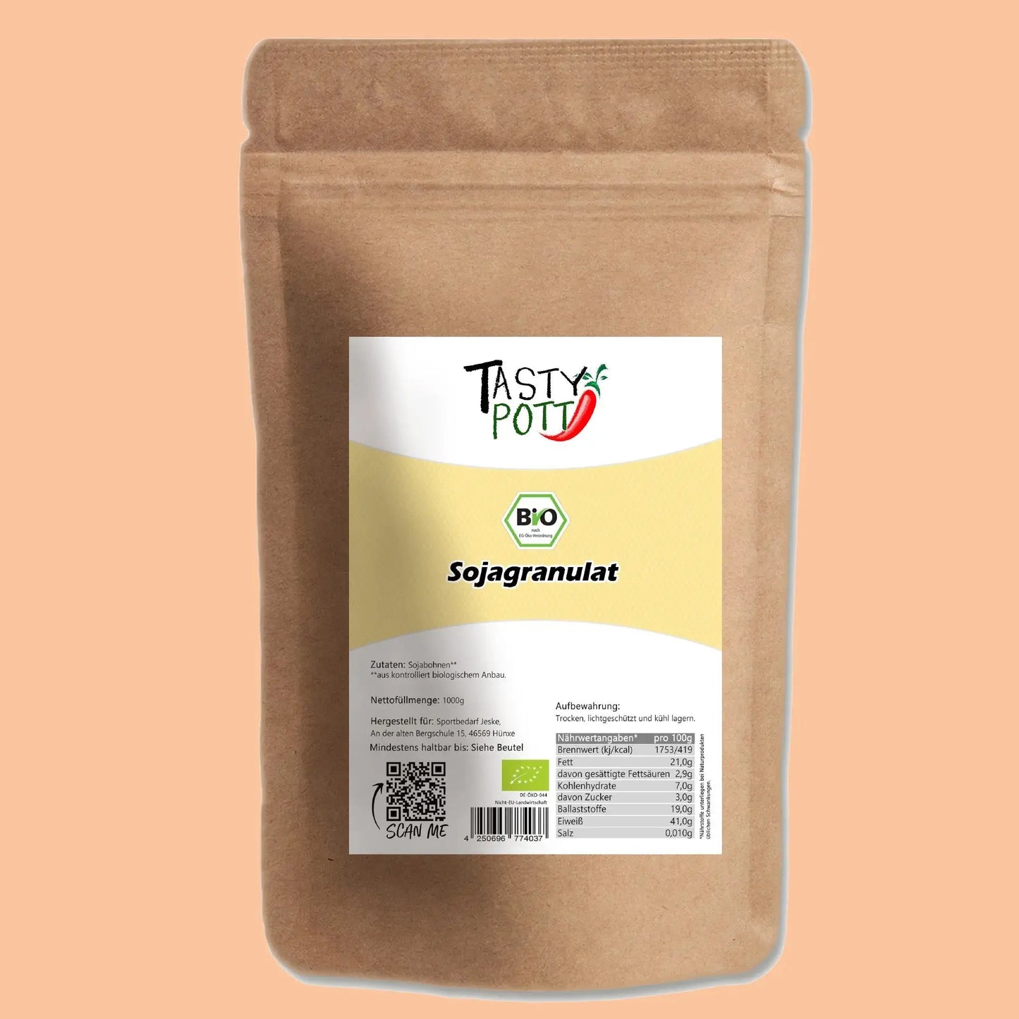 Tasty Pott Bio Sojagranulat 1000g - Veganer Fleischersatz Tasty Pott