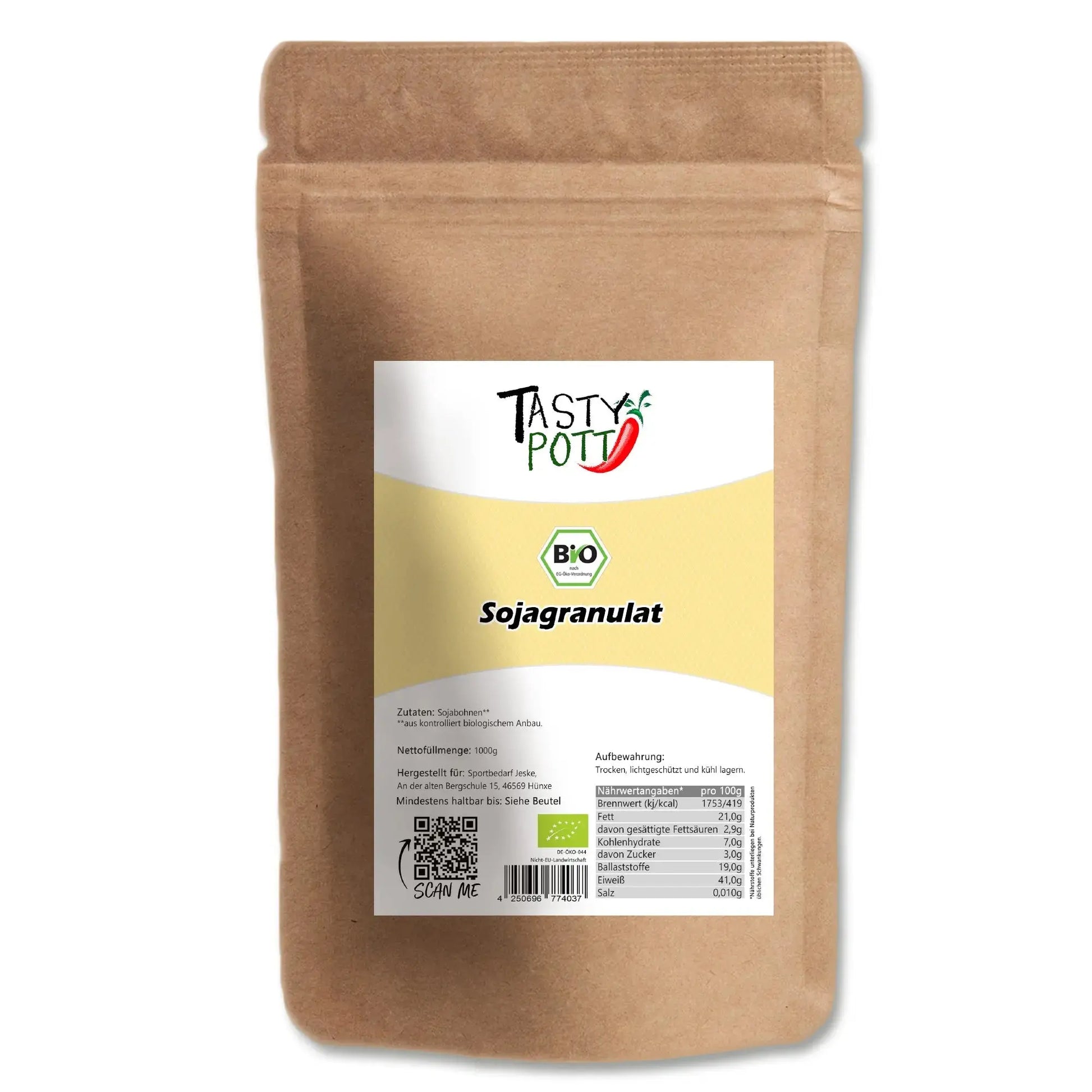 Tasty Pott Bio Sojagranulat 1000g - Veganer Fleischersatz Tasty Pott