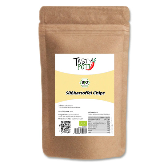 Tasty Pott Bio Süßkartoffel Chips 200g - Knuspriger Genuss - Tasty Pott