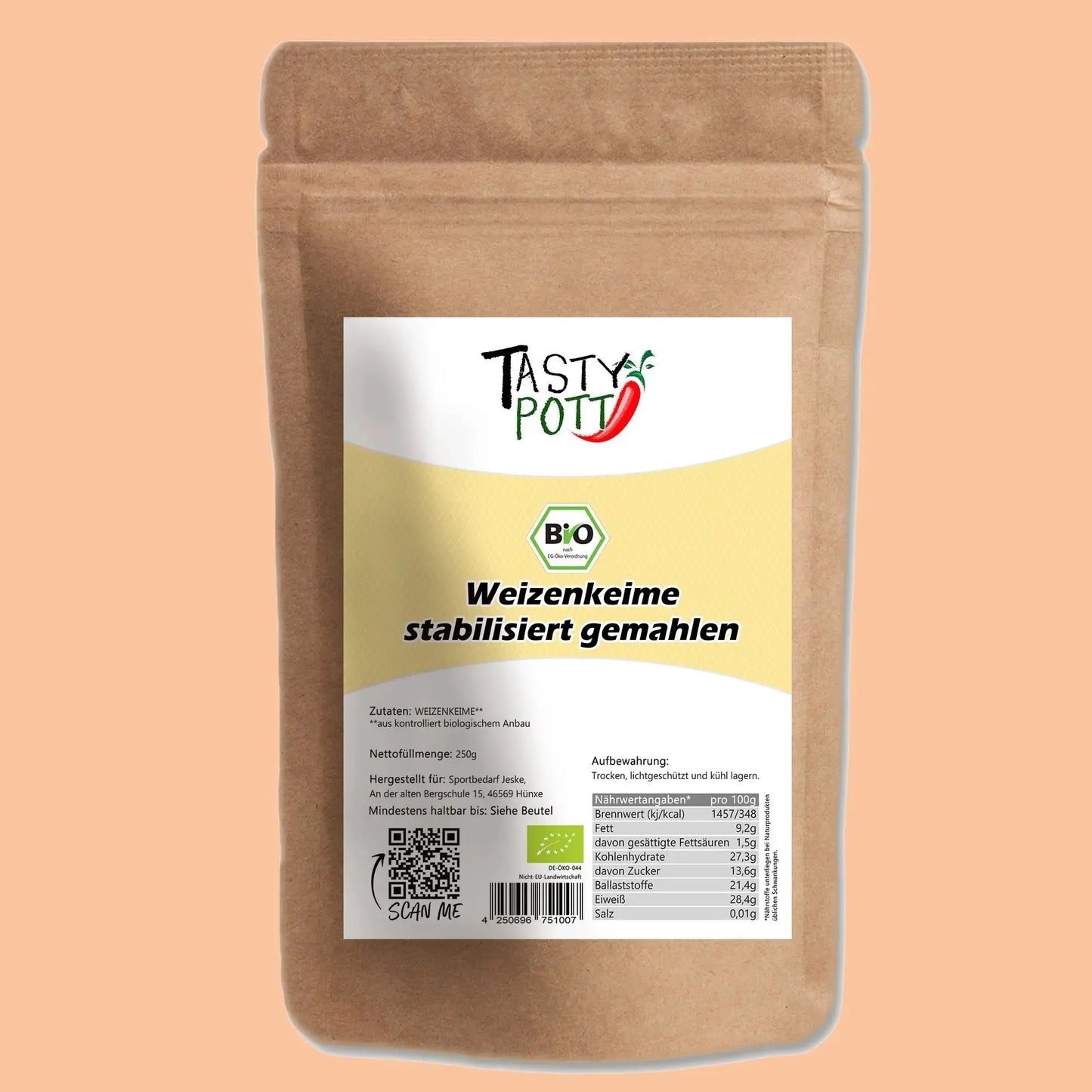 Tasty Pott Bio Weizenkeime gemahlen 1000g - stabilisiert Tasty Pott