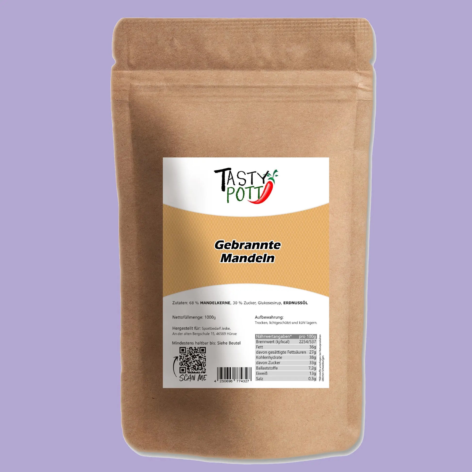 Tasty Pott Gebrannte Mandeln 1000g - Süßer Snack - Tasty Pott