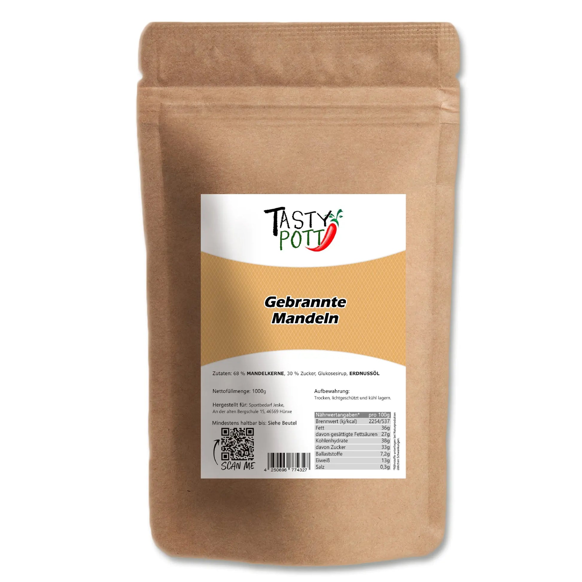 Tasty Pott Gebrannte Mandeln 1000g - Süßer Snack - Tasty Pott