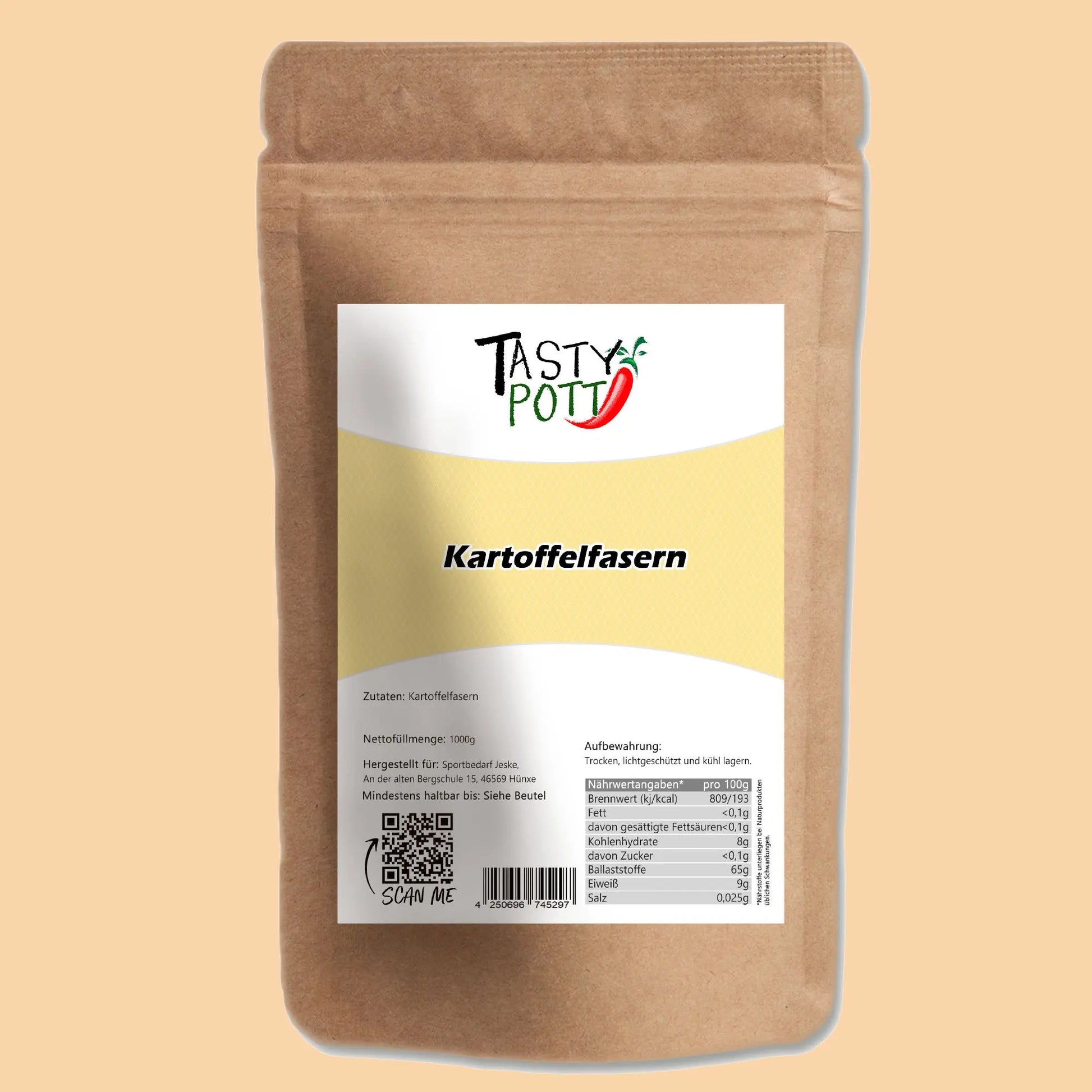 Kartoffelfasern – Ballaststoffreich im 1kg Beutel von Tasty Pott Tasty Pott