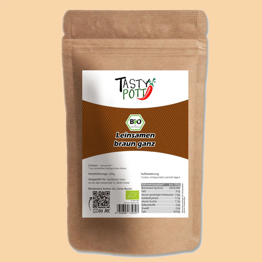 Tasty Pott Bio Leinsamen Braun, ganz 1Kg - Tasty Pott