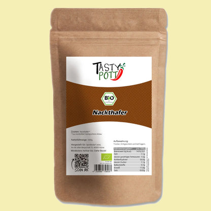 Bio Nackthafer pur - Ganze Körner, 1kg Beutel von Tasty Pott - Tasty Pott
