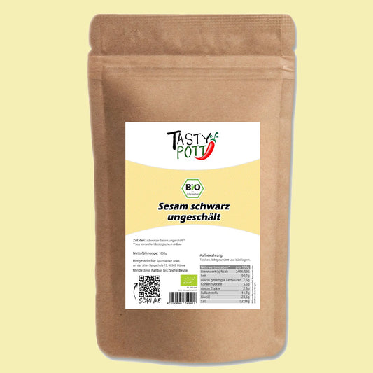Schwarzer Bio Sesam ungeschält 1kg - Tasty Pott Tasty Pott