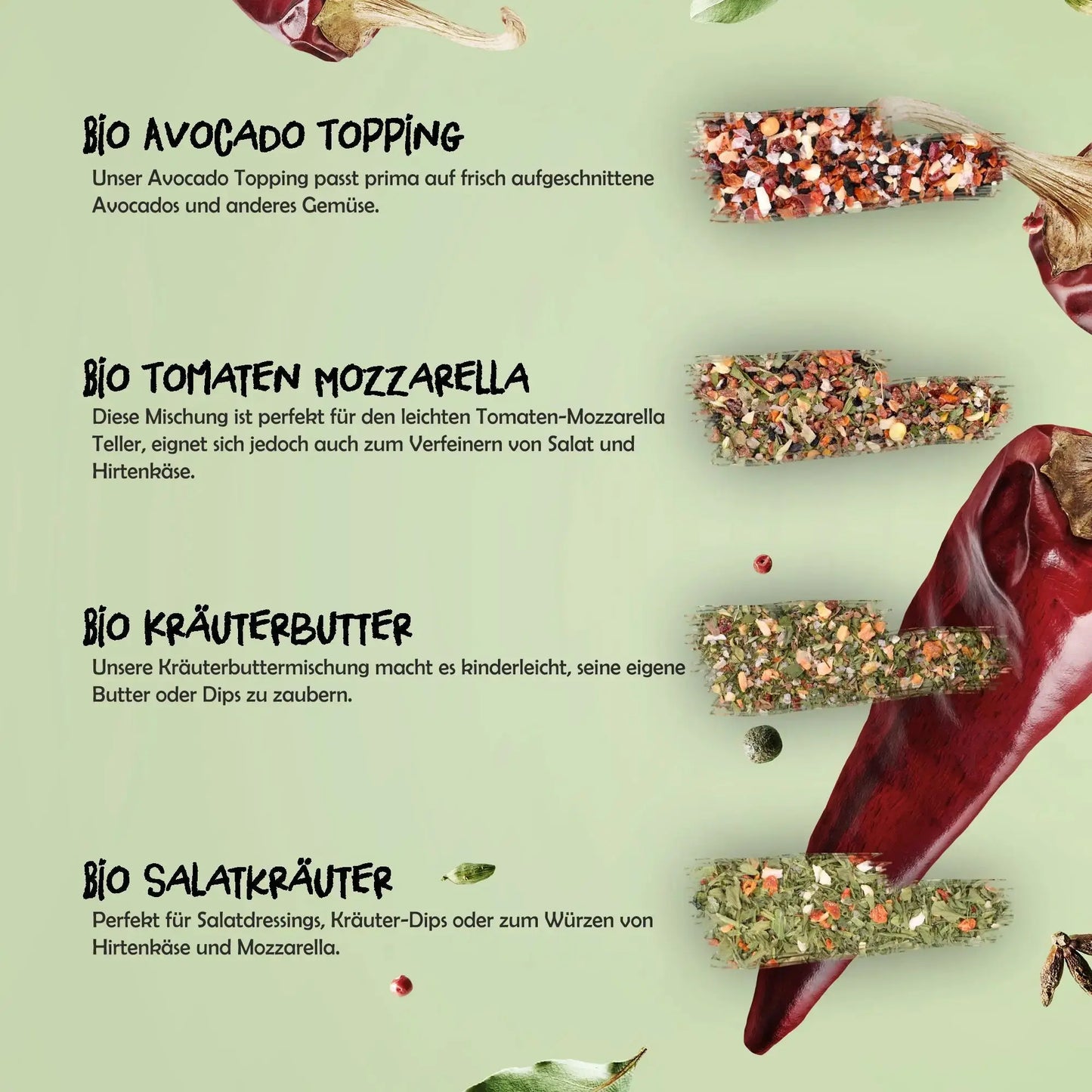 Bio Gewürz-Set 1 mit Schürze - 4 Dosen von Tasty Pott Tasty Pott