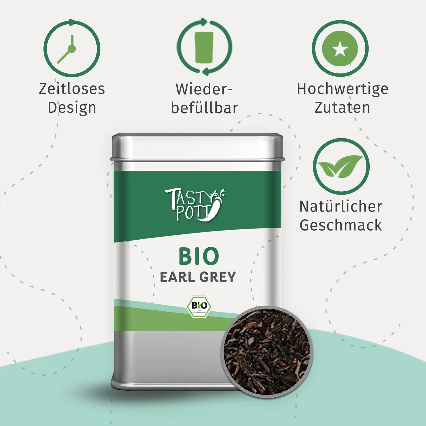 Bio Earl Grey Tee - Schwarztee mit Bergamotte - 50g Dose - Tasty Pott