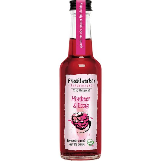 Fruchtwerker Himbeer & Essig 250ml Flasche mit fruchtigem Design