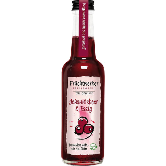 Fruchtwerker Johannisbeeressig 250ml Flasche mit intensivem Geschmack für Salate und Desserts