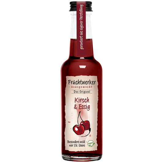 Fruchtwerker Kirschessig 250ml - Intensiver Geschmack in einer eleganten Flasche, ideal für Salate und Saucen.