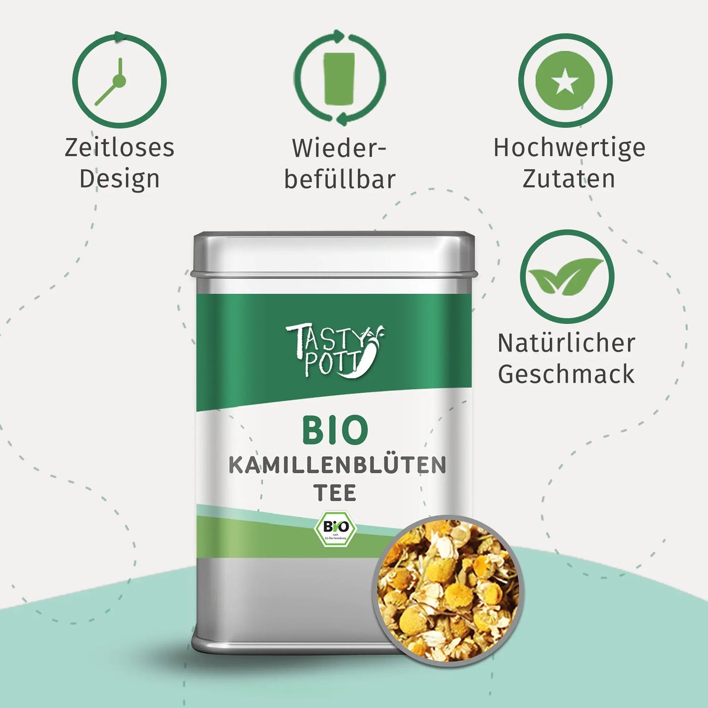 Bio Kamillenblüten Tee - Lose Kamille in 20g Dose - Tasty Pott