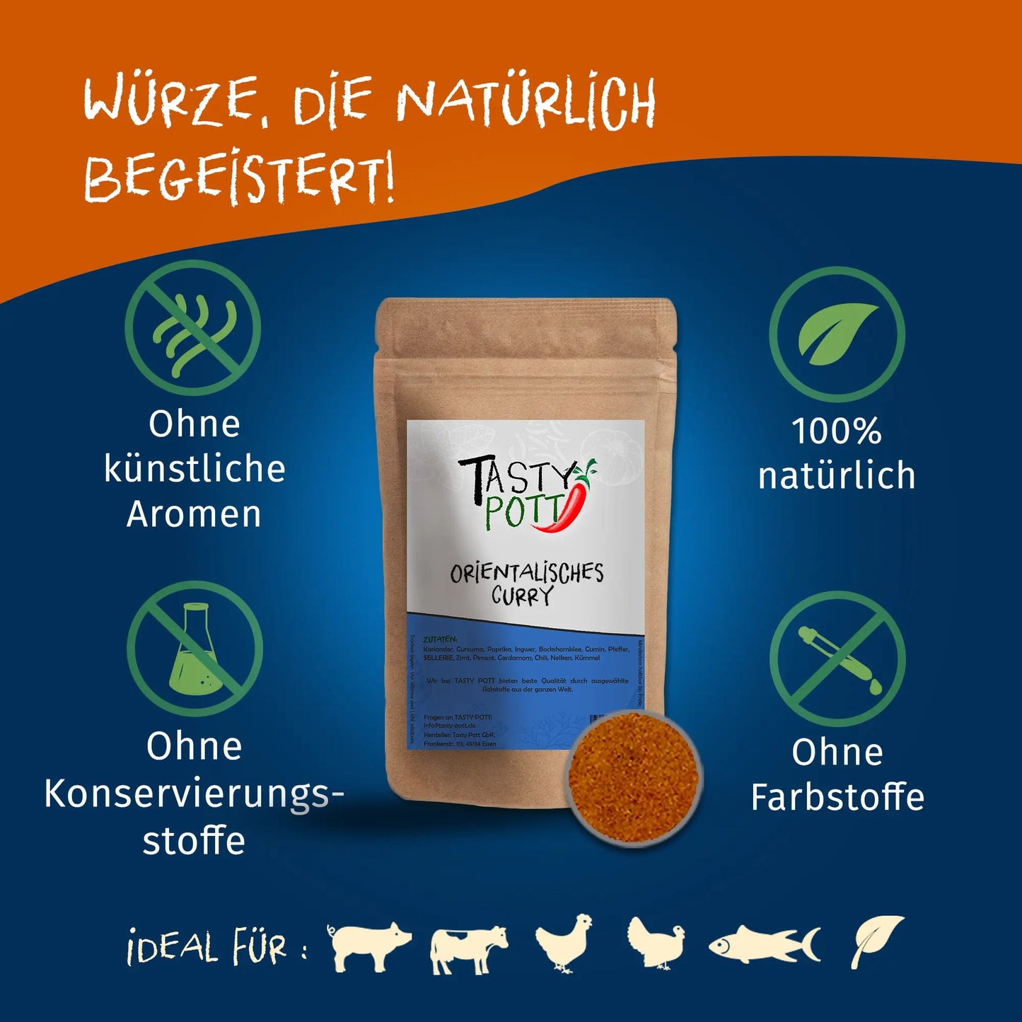 Orientalisches Curry - Currymischung - 75g Dose - Tasty Pott