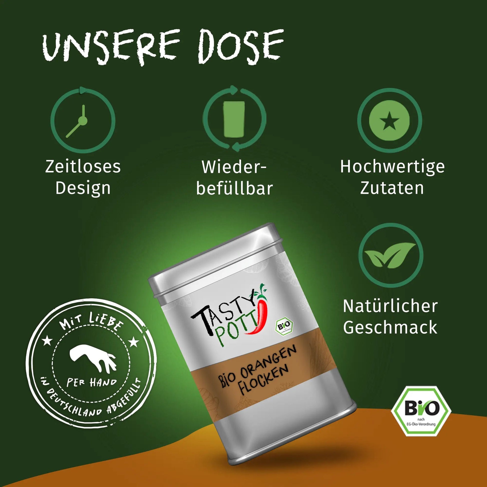 Bio Orangenschalen Flocken - Nachfüllbeutel - Tasty Pott