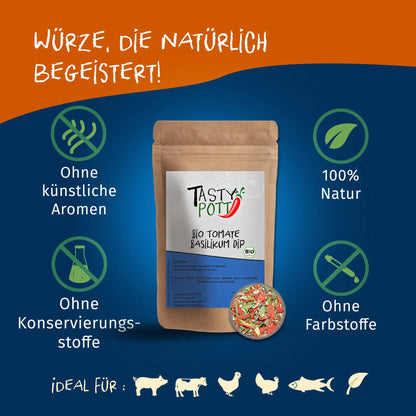 Tomate Basilikum Dip | Bio Gewürzmischung | 250g - Tasty Pott