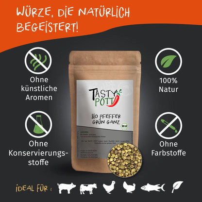 Tasty Pott Bio Grüner Pfeffer | 40g Dose - Tasty Pott