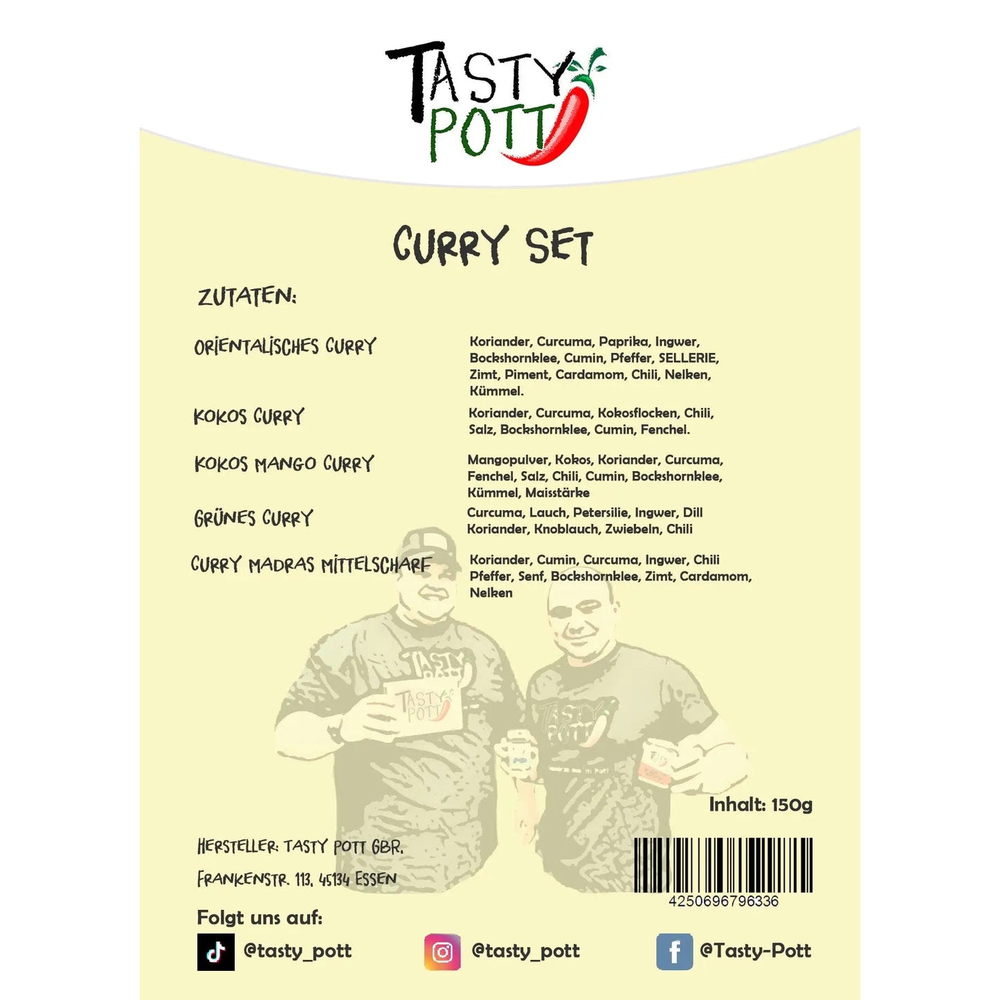 Tasty Pott Curry Set 5x30g – Probiergrößen für Curry-Fans - Tasty Pott