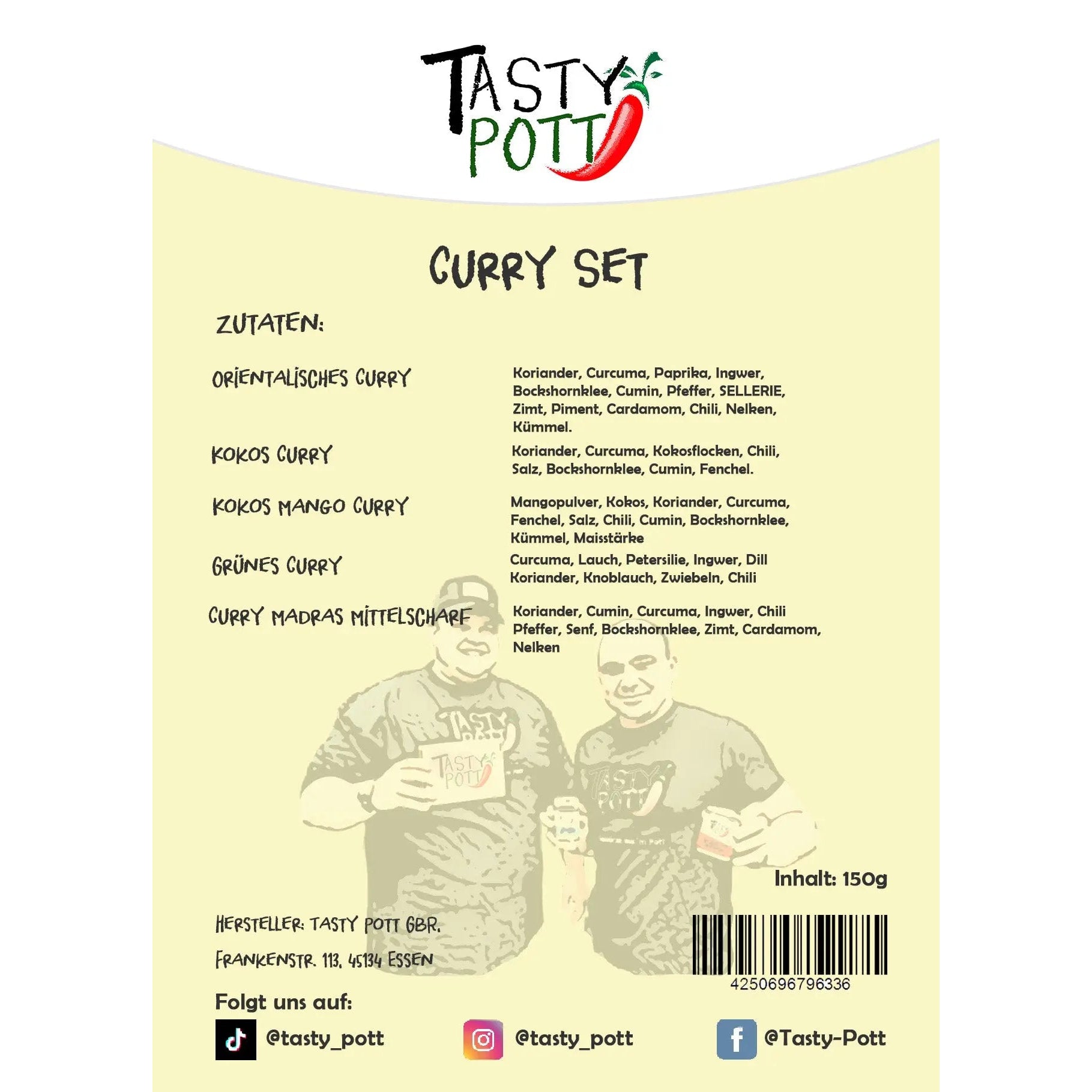 Tasty Pott Curry Set 5x30g – Probiergrößen für Curry-Fans - Tasty Pott