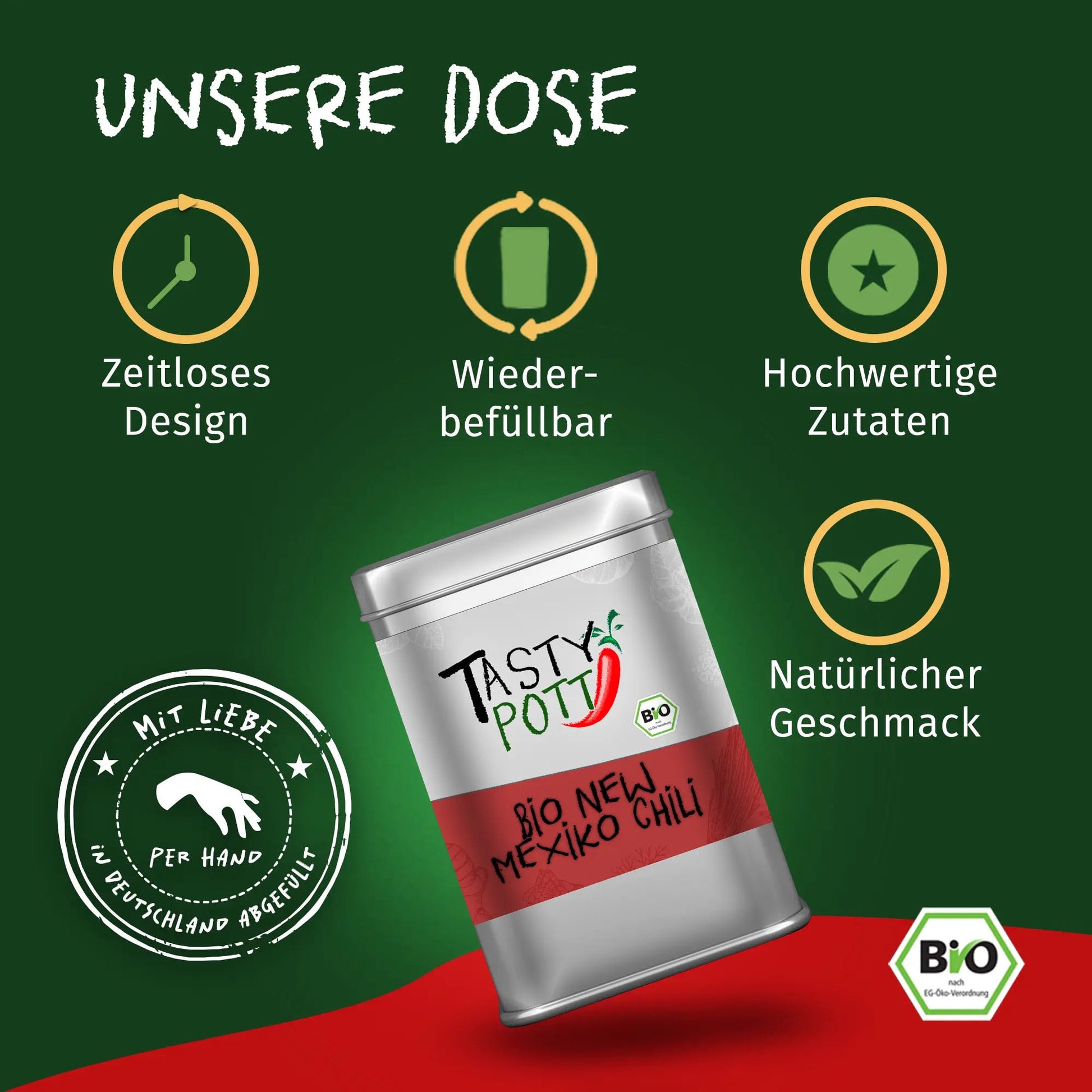 Bio New Mexico Chili Pulver - 80g Dose von Tasty Pott Tasty Pott
