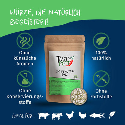 Bio Kräutersalz mit Mediterranen Kräutern - 100g Dose Tasty Pott