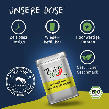 Bio Knoblauchgranulat - 100g Dose von Tasty Pott Tasty Pott
