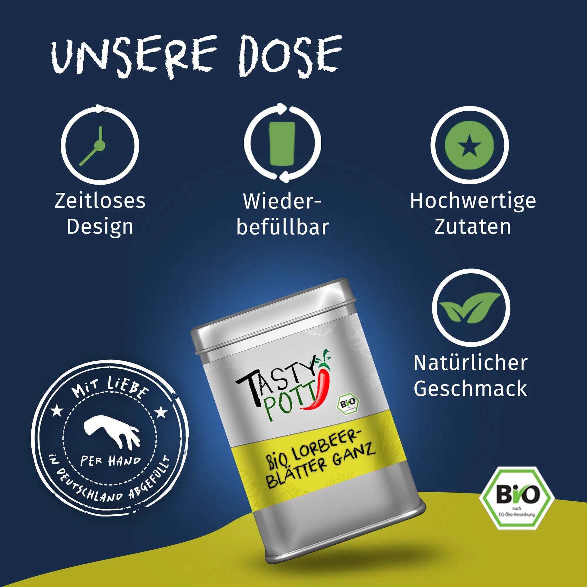 Bio Lorbeerblätter ganz - 5g Dose von Tasty Pott Tasty Pott