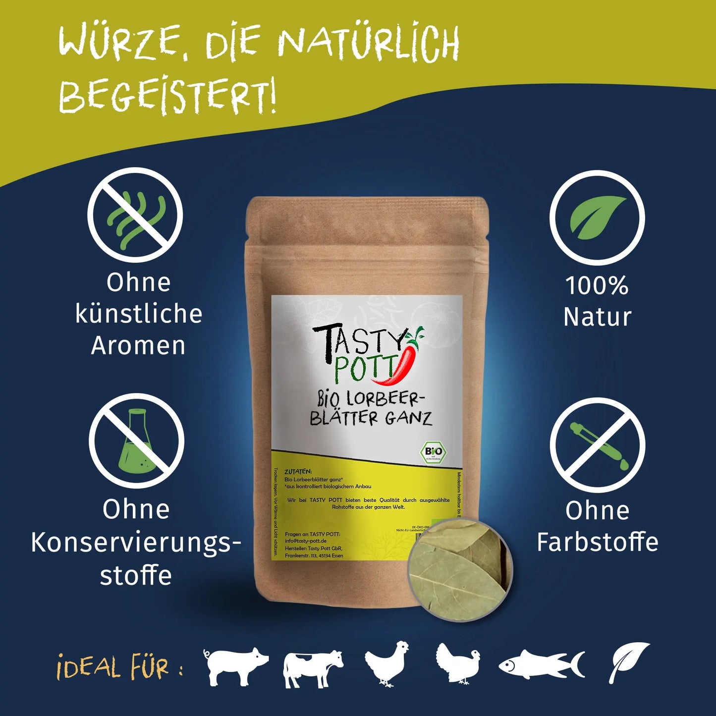 Bio Lorbeerblätter ganz - 5g Dose von Tasty Pott Tasty Pott