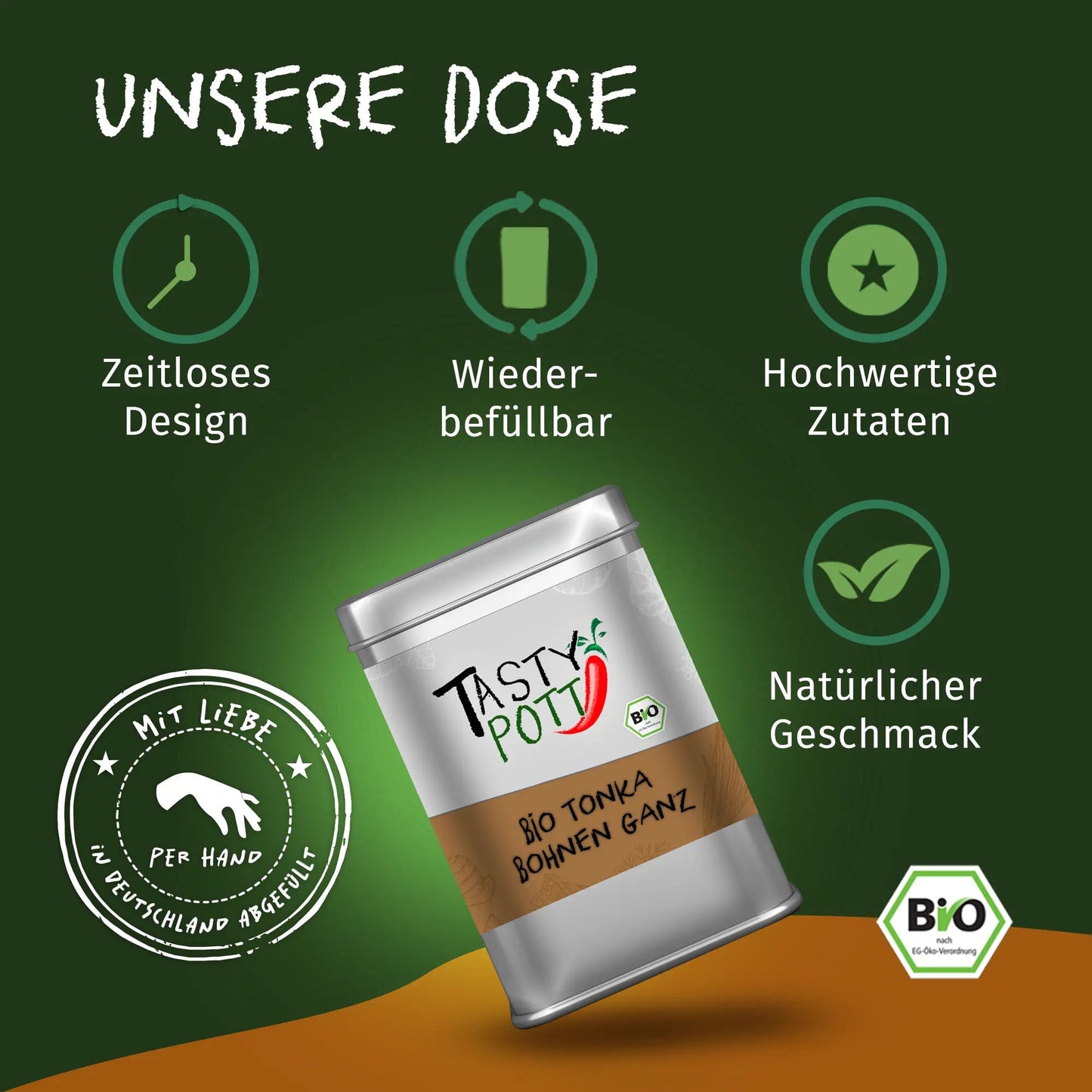 Bio Tonka Bohnen - 70g Dose von Tasty Pott Tasty Pott