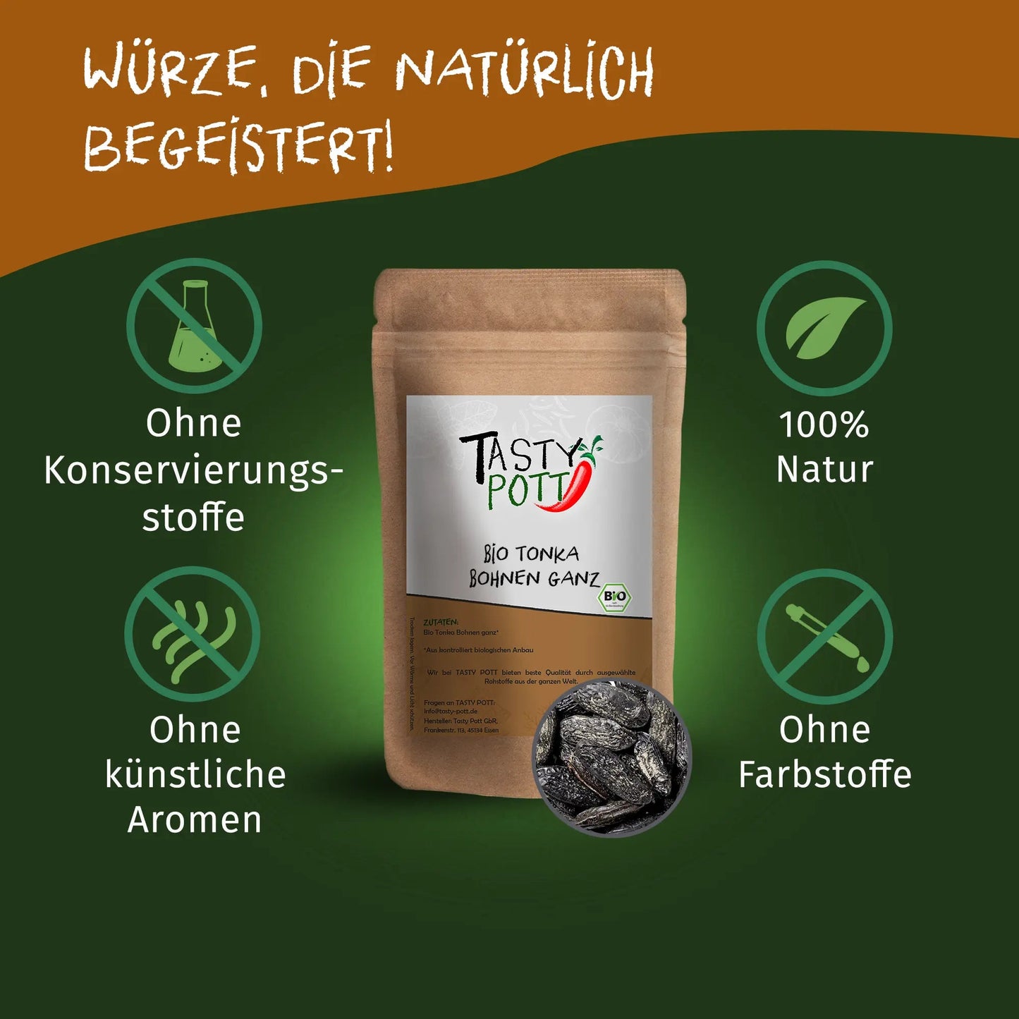Bio Tonka Bohnen - 70g Dose von Tasty Pott Tasty Pott