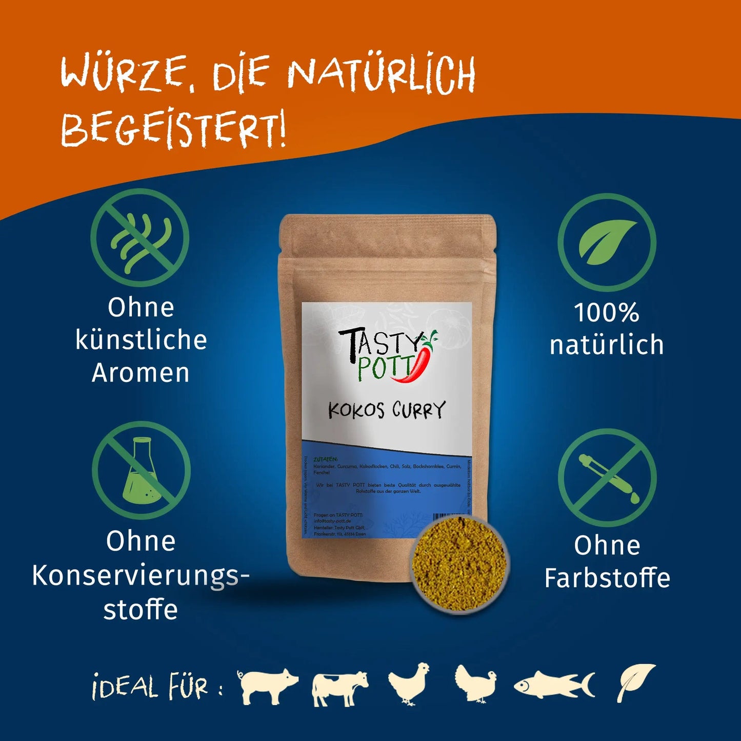 Kokos Curry Gewürz 75g Dose – Tasty Pott Tasty Pott