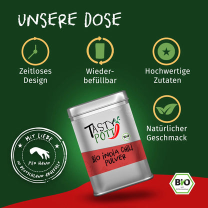Tasty Pott Bio India Chili - gemahlen - Nachfüllbeutel 100g Tasty Pott