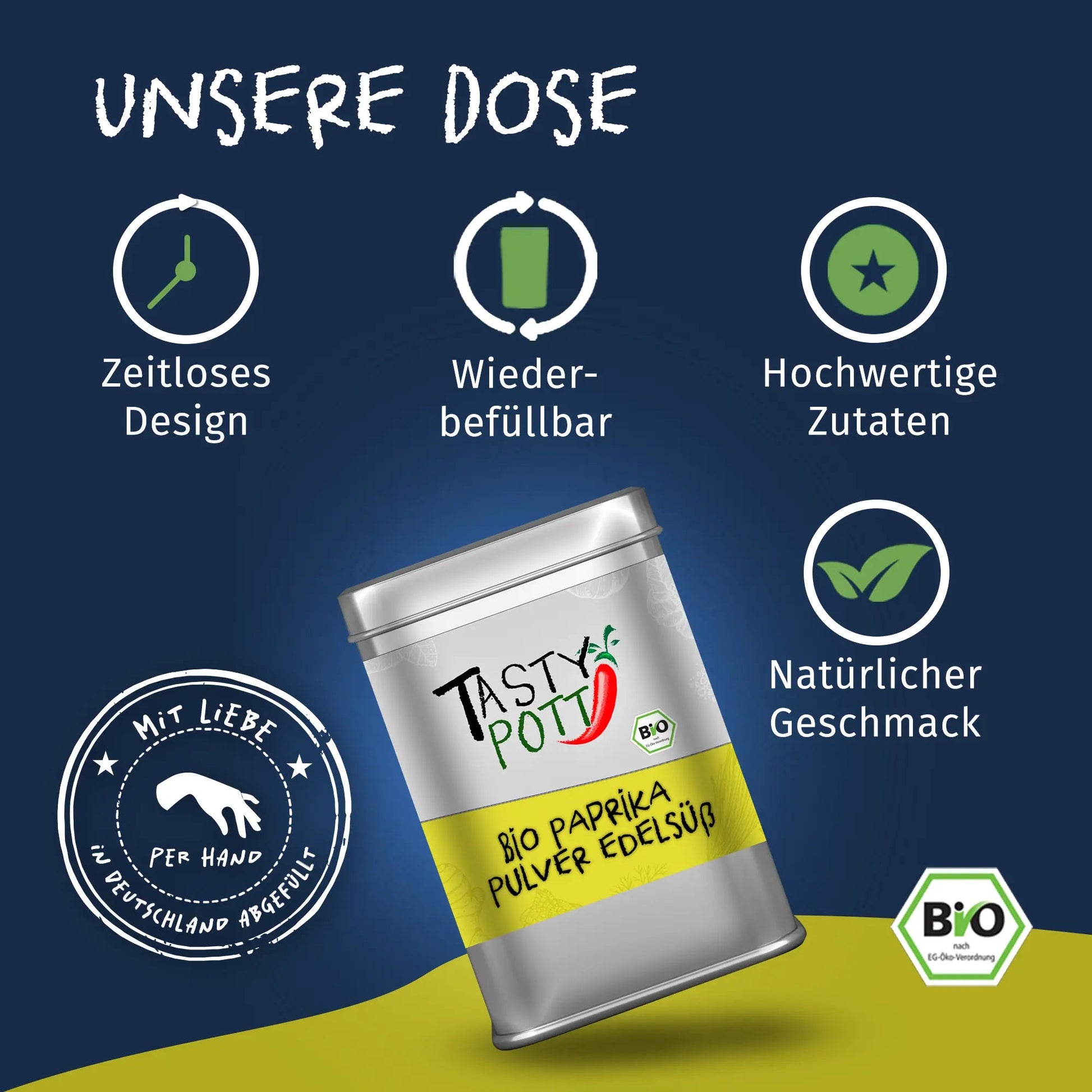 Bio Paprikapulver edelsüß - 250g Beutel Tasty Pott