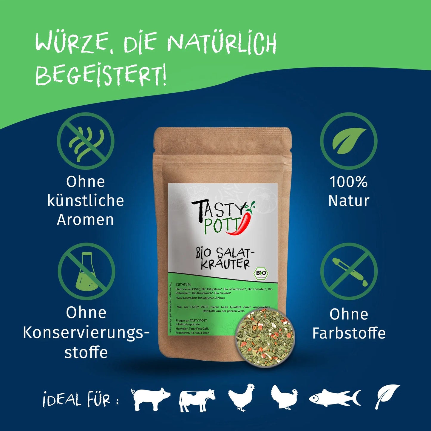 Bio Salatkräuter - 50g Dose von Tasty Pott Tasty Pott