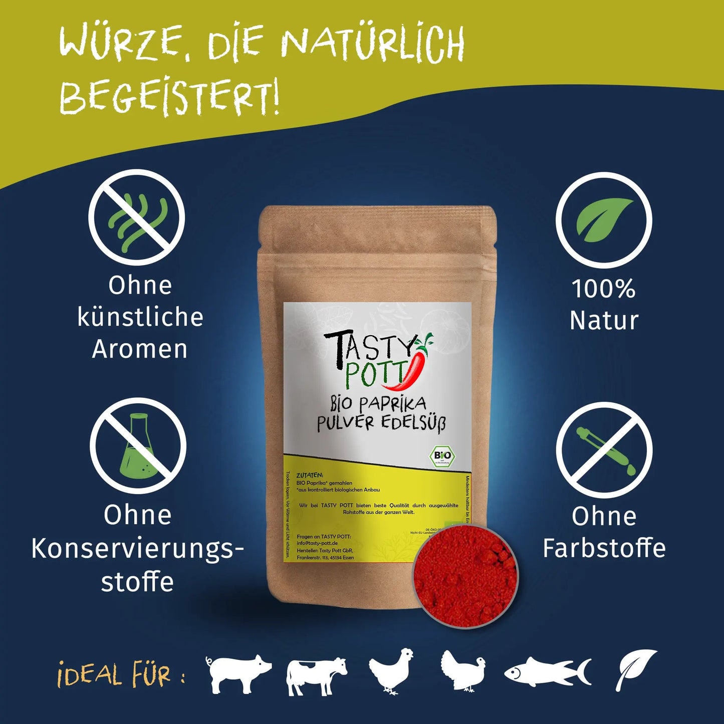 Bio Paprika Pulver edelsüß - 100g Dose von Tasty Pott Tasty Pott