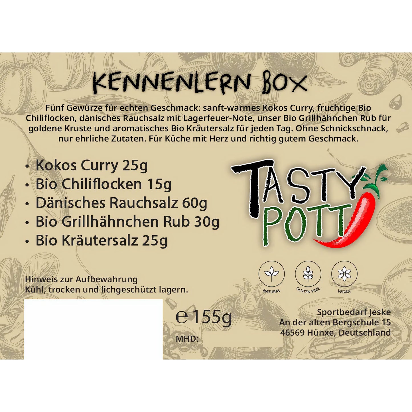 Tasty Pott Kennenlern-Box – 5 Gewürze Tasty Pott