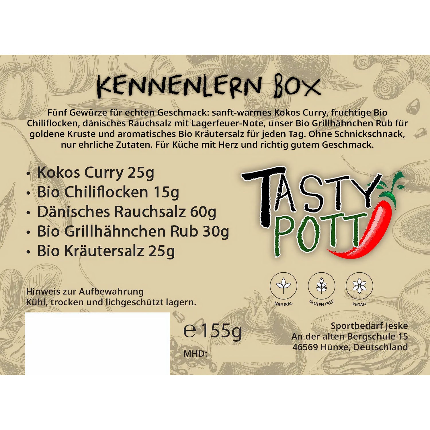 Tasty Pott Kennenlern-Box – 5 Gewürze Tasty Pott